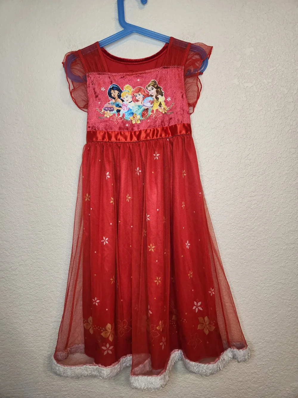 Disney Vintage Princesses Fantasy Girl's Nightgown Flame Resistant Size 6 Red